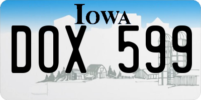 IA license plate DOX599