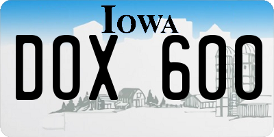 IA license plate DOX600