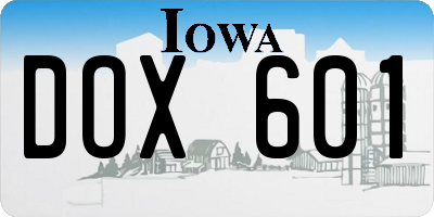 IA license plate DOX601
