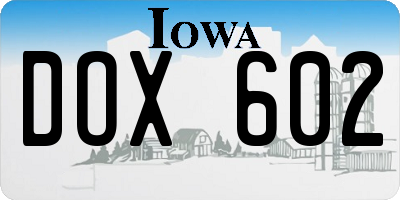 IA license plate DOX602