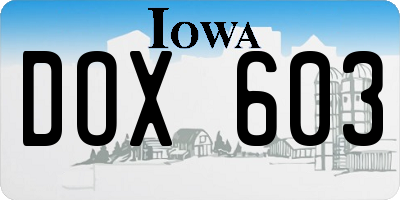 IA license plate DOX603
