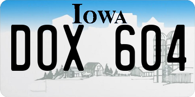 IA license plate DOX604