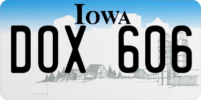 IA license plate DOX606