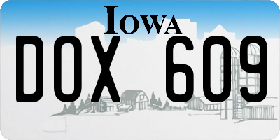 IA license plate DOX609