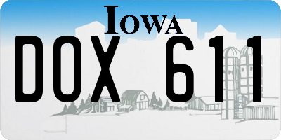 IA license plate DOX611