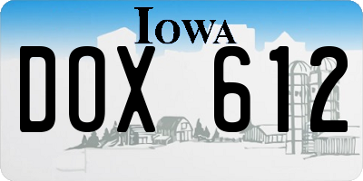 IA license plate DOX612