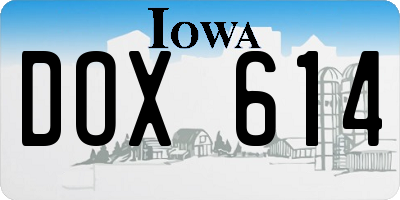 IA license plate DOX614
