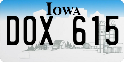 IA license plate DOX615
