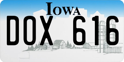 IA license plate DOX616