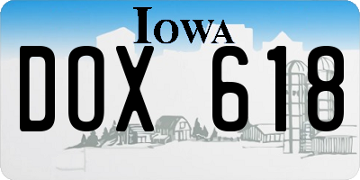 IA license plate DOX618