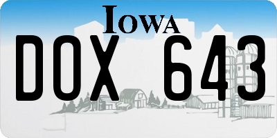 IA license plate DOX643