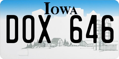 IA license plate DOX646