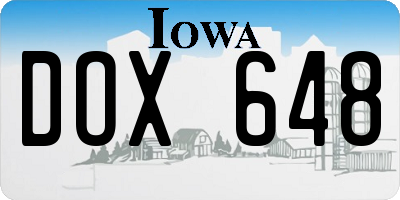 IA license plate DOX648