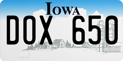IA license plate DOX650
