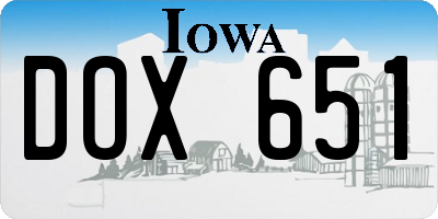 IA license plate DOX651