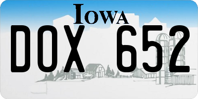 IA license plate DOX652