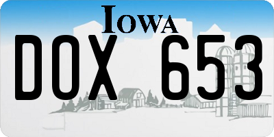 IA license plate DOX653