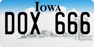 IA license plate DOX666