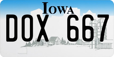 IA license plate DOX667
