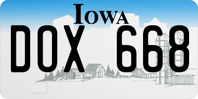 IA license plate DOX668