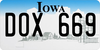 IA license plate DOX669