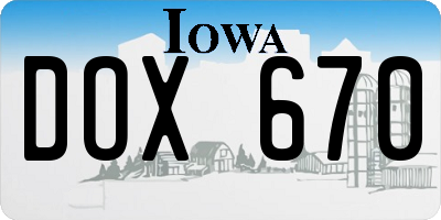 IA license plate DOX670