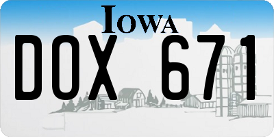 IA license plate DOX671