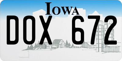 IA license plate DOX672