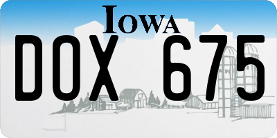 IA license plate DOX675