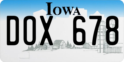 IA license plate DOX678