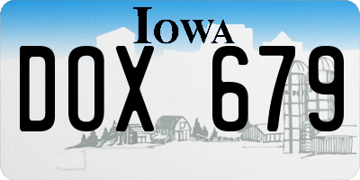 IA license plate DOX679