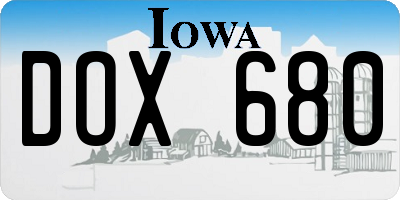 IA license plate DOX680