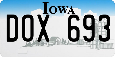 IA license plate DOX693