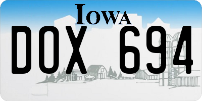 IA license plate DOX694