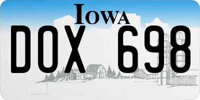 IA license plate DOX698