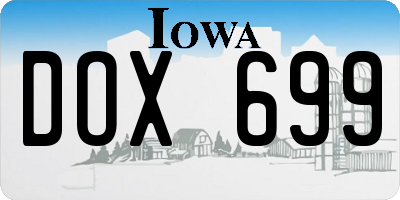 IA license plate DOX699