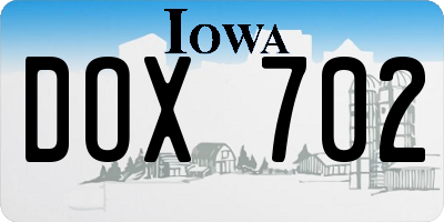 IA license plate DOX702
