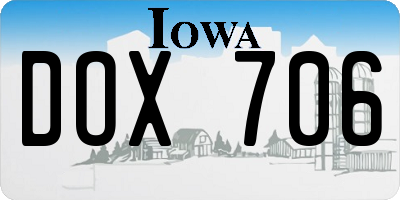 IA license plate DOX706