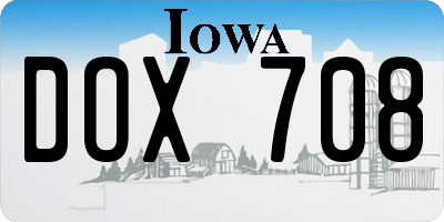 IA license plate DOX708