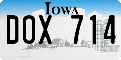 IA license plate DOX714