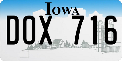 IA license plate DOX716