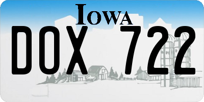 IA license plate DOX722