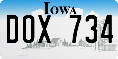 IA license plate DOX734
