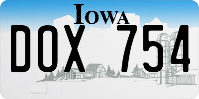 IA license plate DOX754
