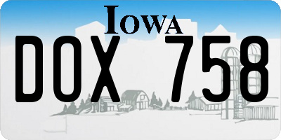 IA license plate DOX758