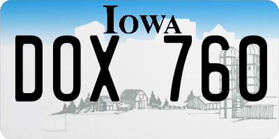 IA license plate DOX760