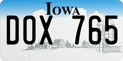 IA license plate DOX765