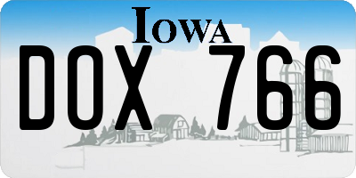 IA license plate DOX766
