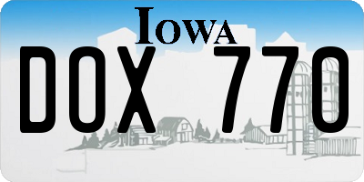 IA license plate DOX770