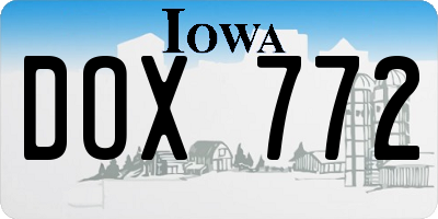 IA license plate DOX772